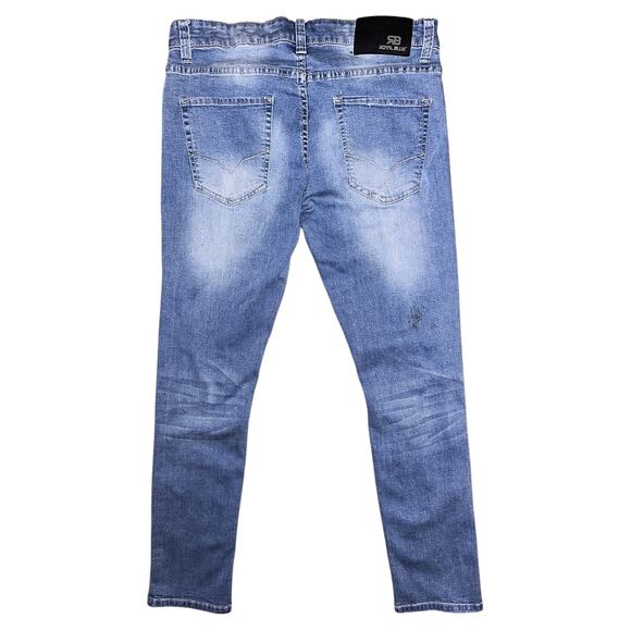 Royal Blue Ripped Super Skinny High-Rise Jeans Men's 34X30 - Picture 5 of 7